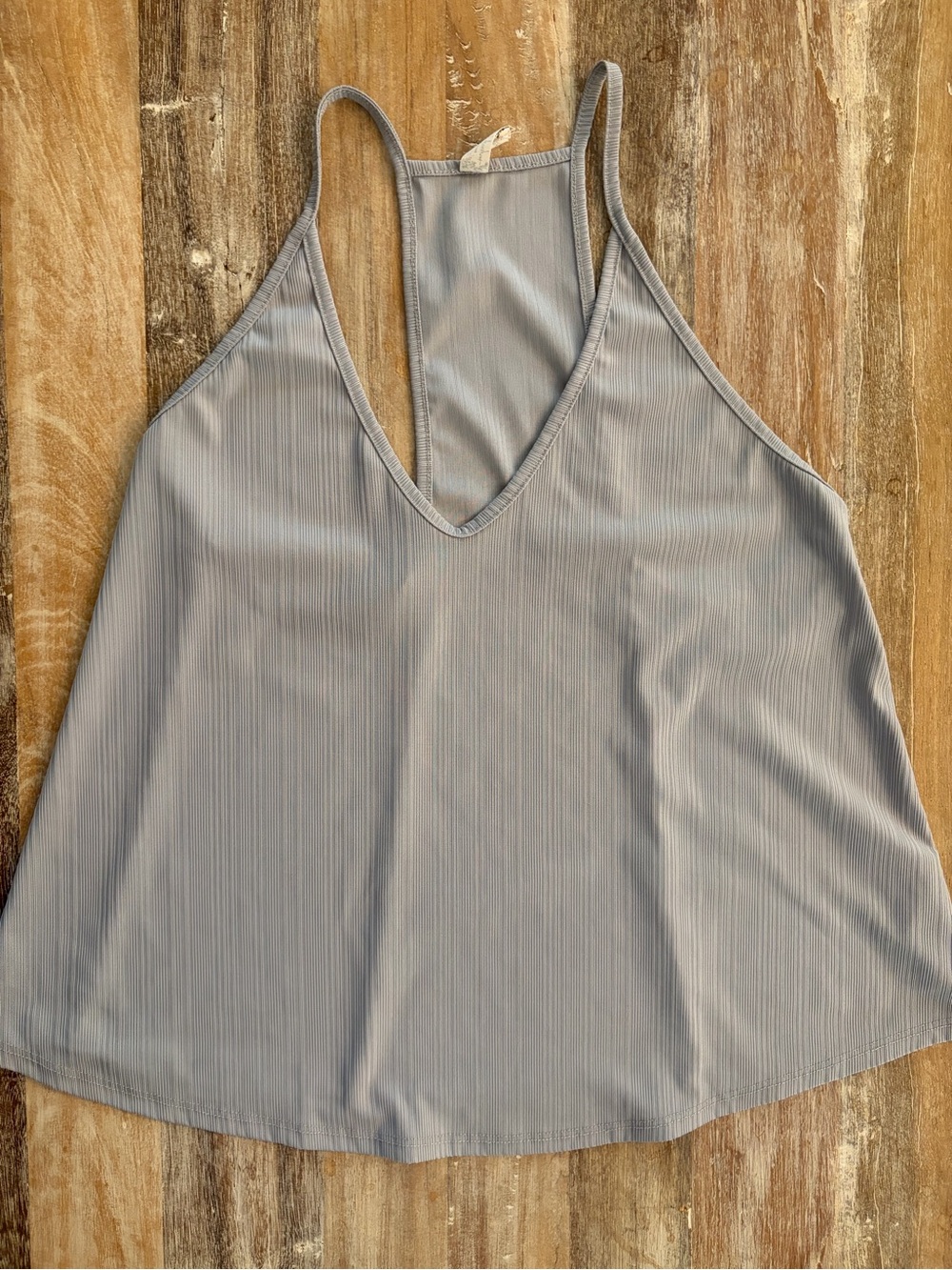 Free People Light Gray Ribbed V-Neck ‎ Racerback Tank Top Size Medium Loose Fit